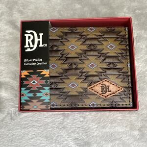 Red Dirt Hat Co Bifold Wallet Genuine Leather Southwest Aztec Embossed Design